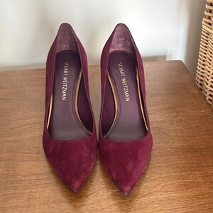 Stuart Weitzman Deep Red Suede Heels